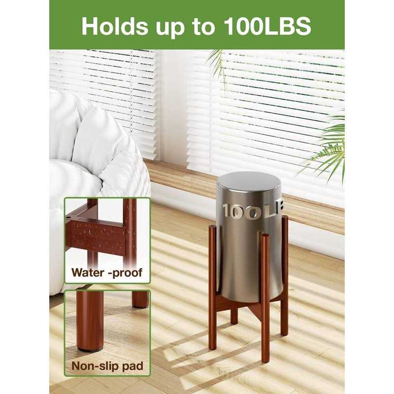 MUDEELA Adjustable Plant Stand Indoor Bamboo Plant Stand 8 to 12 Inches - Image 4