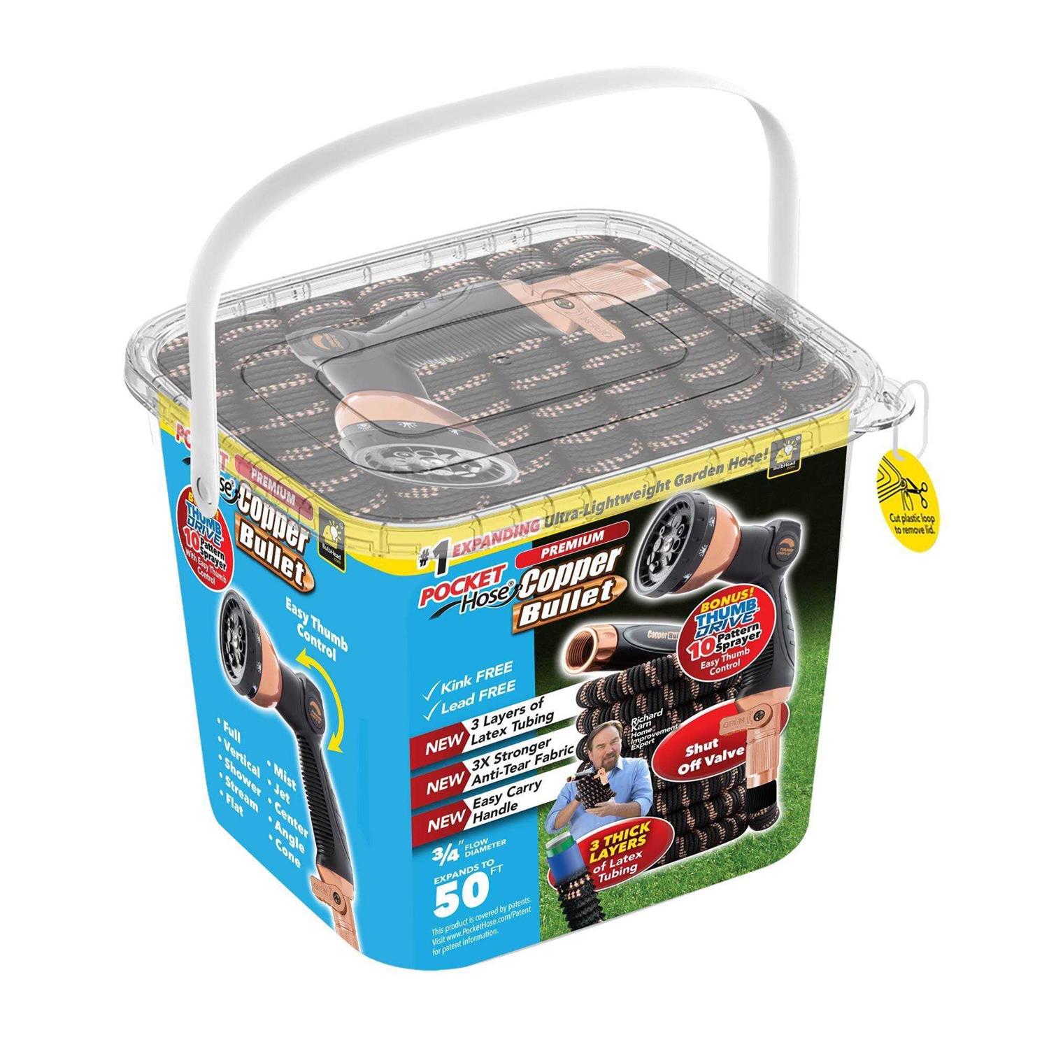 Pocket Hose Copper Bullet with Thumb Spray Nozzle As-seen-on-TV Expands - Image 3