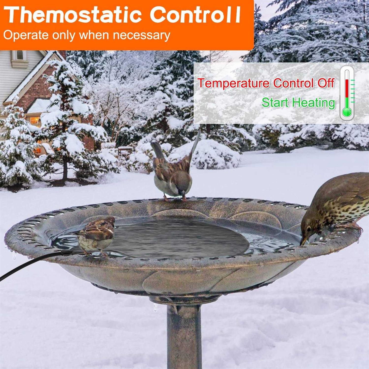 morxinle Bird Bath Heater,Bird Bath Heaters for Outdoors in Winter,60W Birdbath Water Heater with Thermostatically Controlled,Waterproof Bird Bath De Icer - Image 3