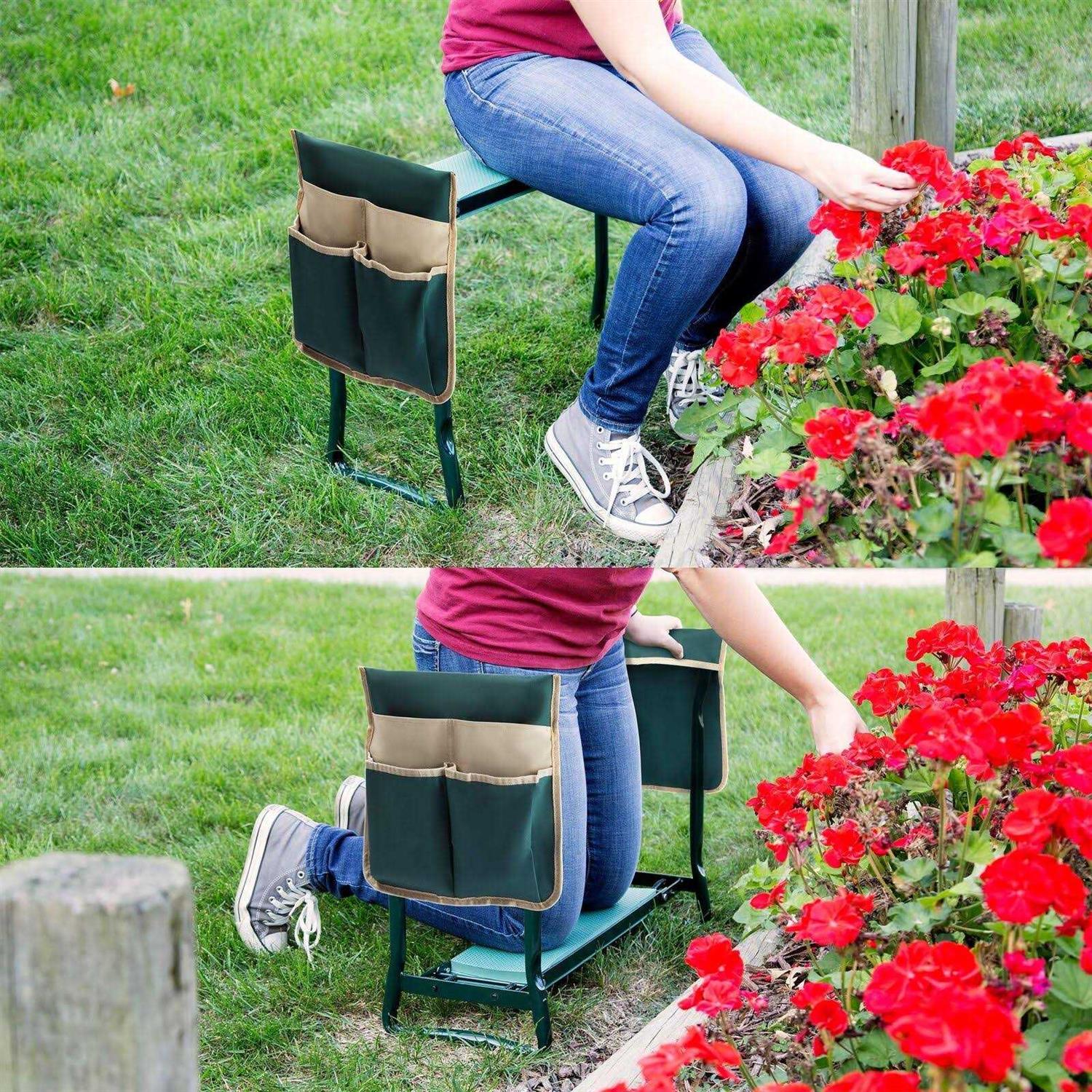 Pure Garden Tool Pouches & Handles Gardening Kneeling Bench-Foldable Foam Pad Stool 50-LG5096 - Image 3