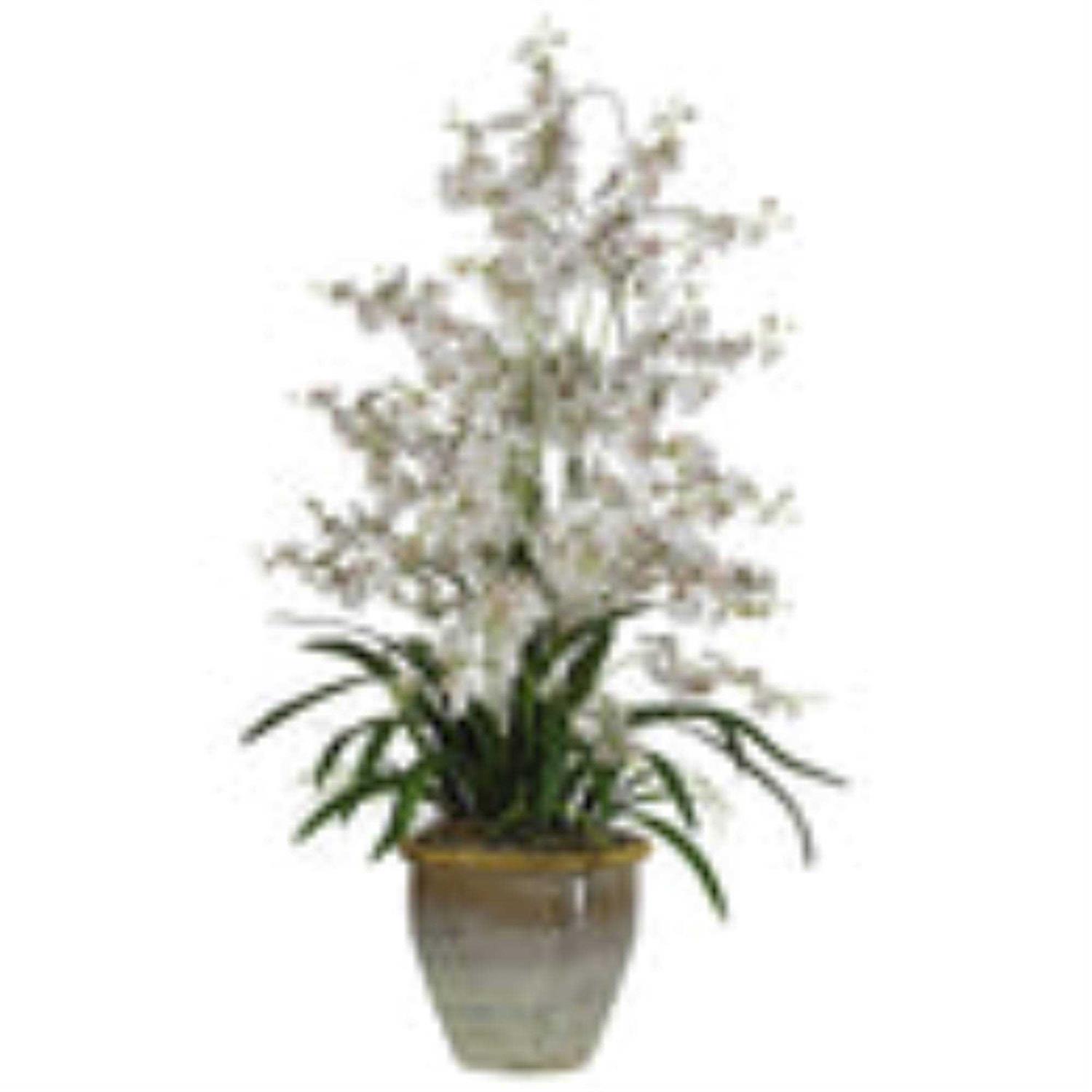 Nearly Natural Tuscan Ceramic Green Scroll Planter - Image 3