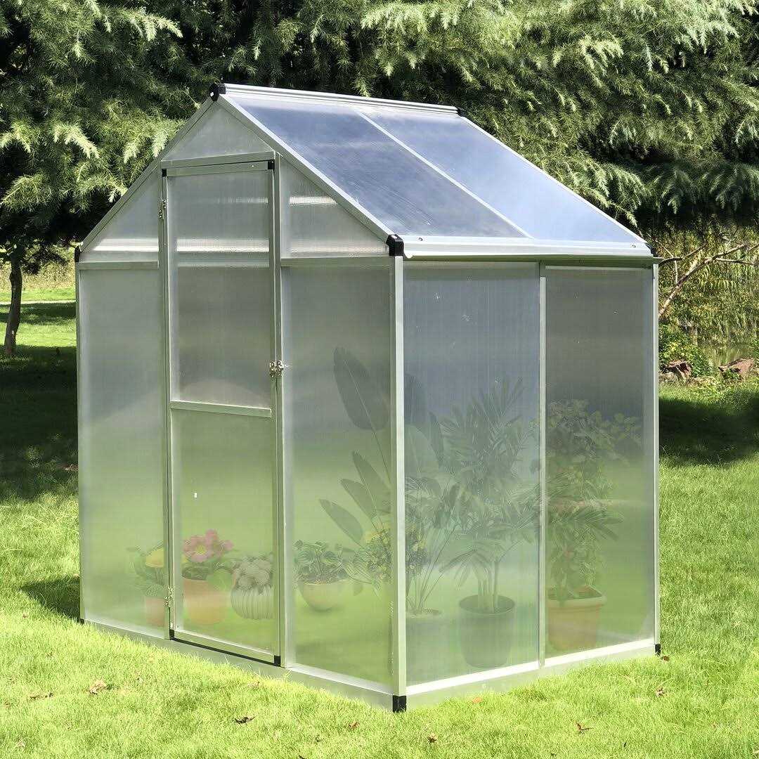 Outsunny Aluminium Greenhouse with/ Door Window Galvanized - Image 3