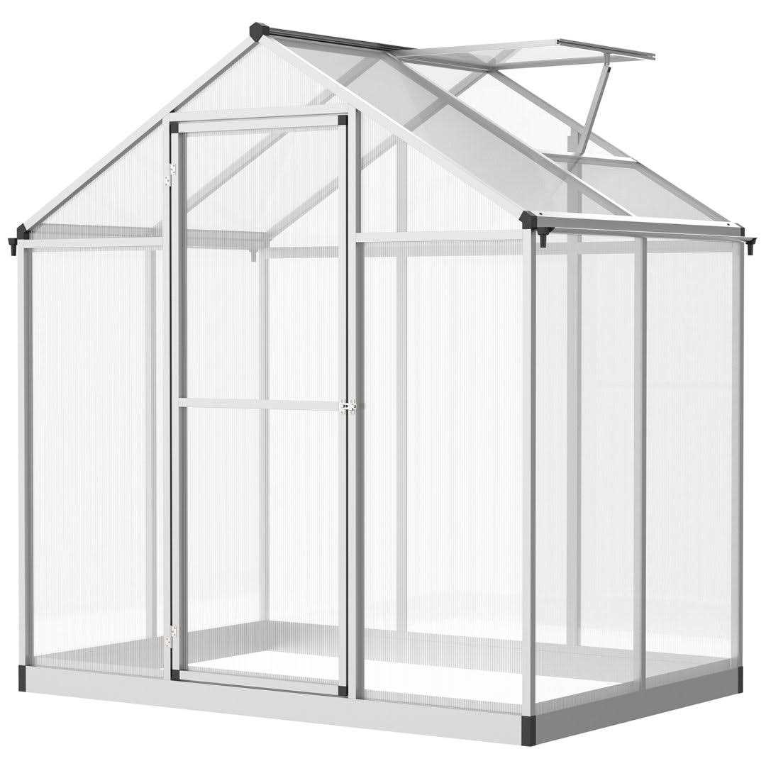Outsunny Aluminium Greenhouse with/ Door Window Galvanized - Image 4