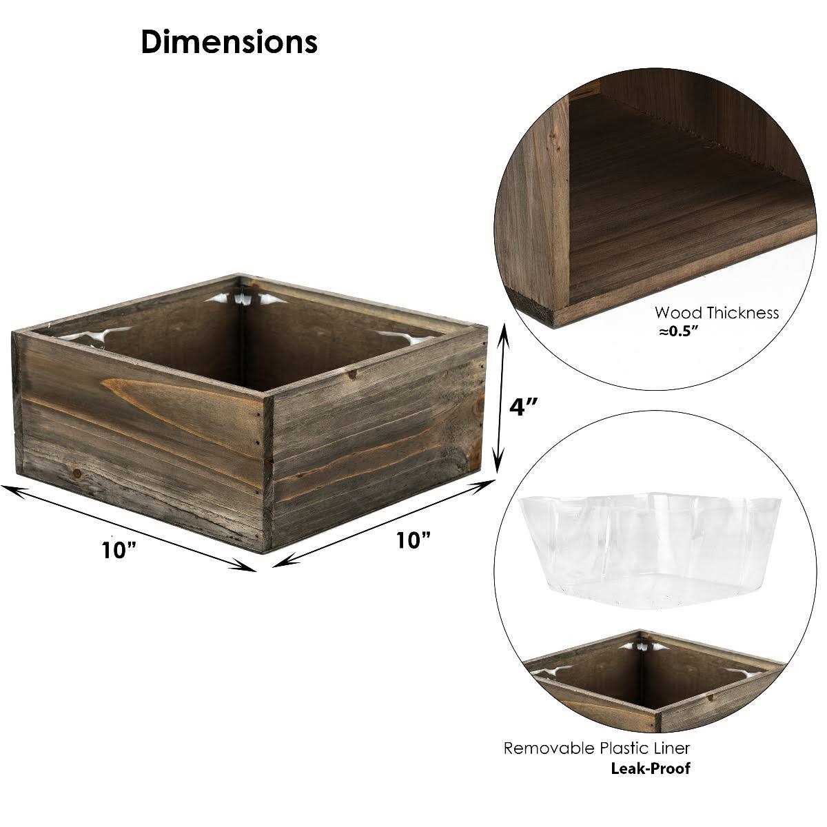 CYS EXCEL White Wood Square Planter Box with Removable Plastic Liner - Image 3