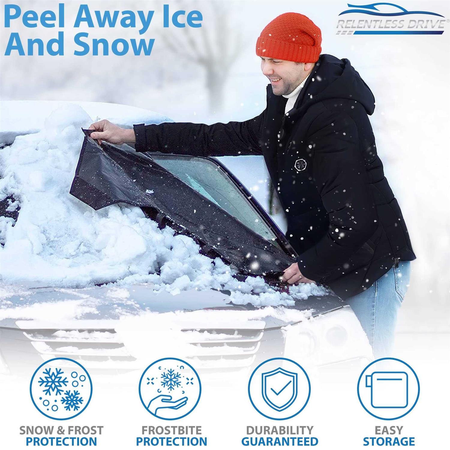 Relentless Drive Windshield Cover for Ice and Snow Kit Windshield Car Snow Cover & Snow Brush Bundle - Image 3