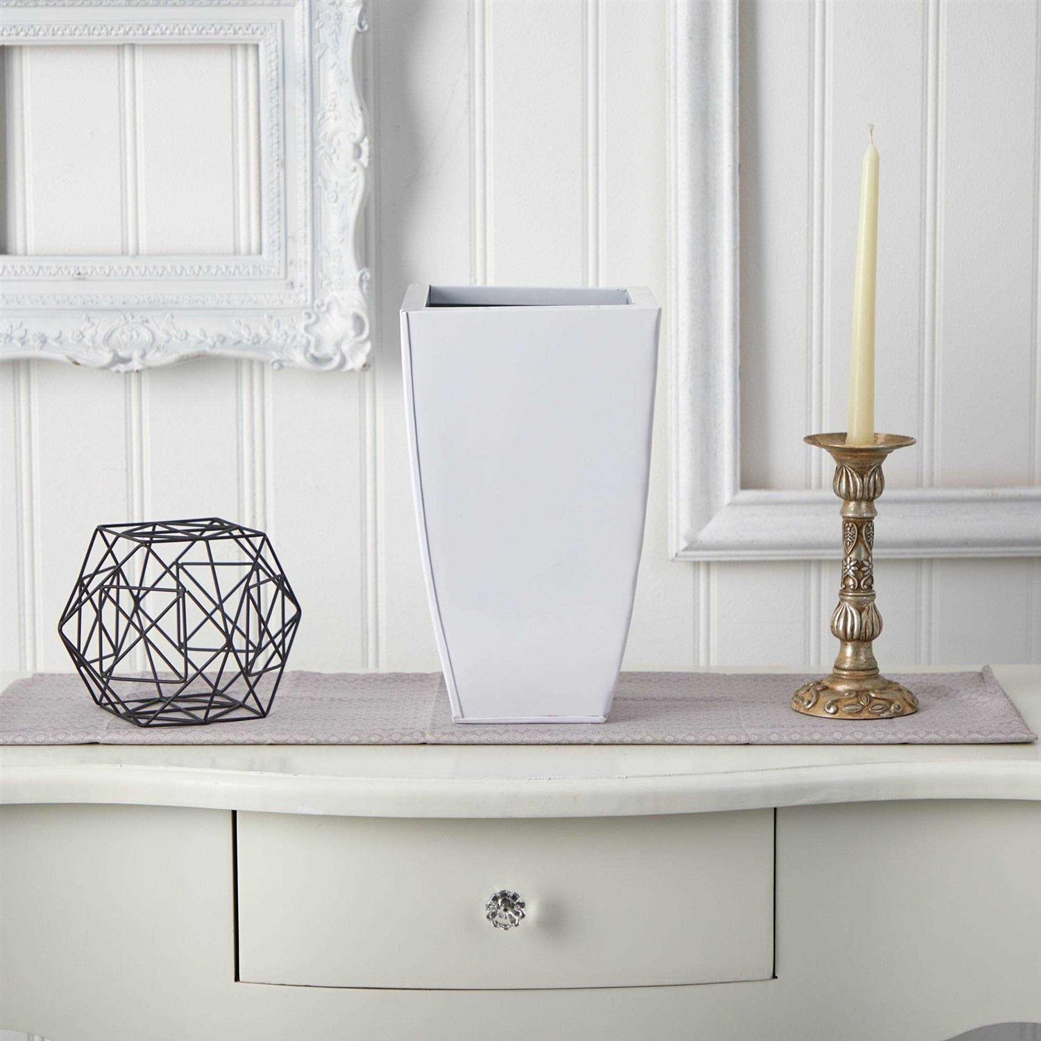 Nearly Natural Tapered Square Metal Planter - Image 4