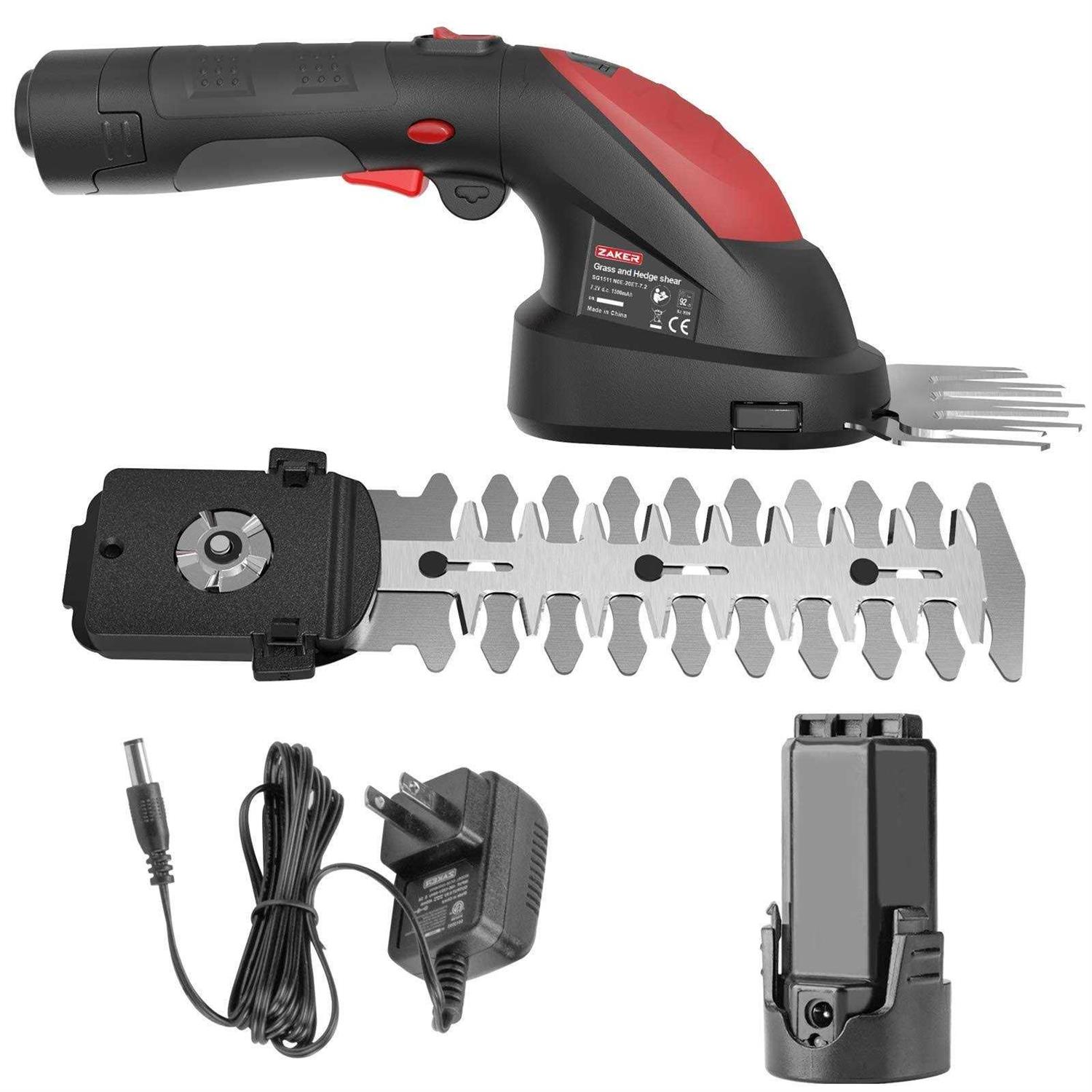 Mzk Trimmer 7.2V Cordless Grass Shear & Hedge Trimmer 2-in-1 Electric Shrub Trimmer/ Handheld Hedge Cutter/ Grass Trimmer/ Hedge Clipper - Image 4