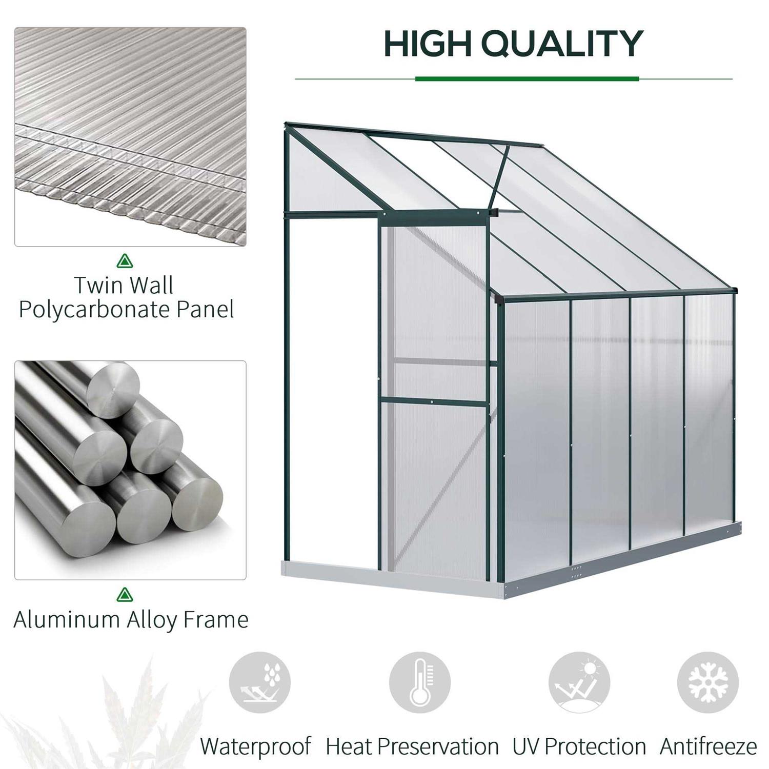 Outsunny Walk-in Garden Greenhouse Aluminum Polycarbonate with Roof Vent for Plants - Image 5