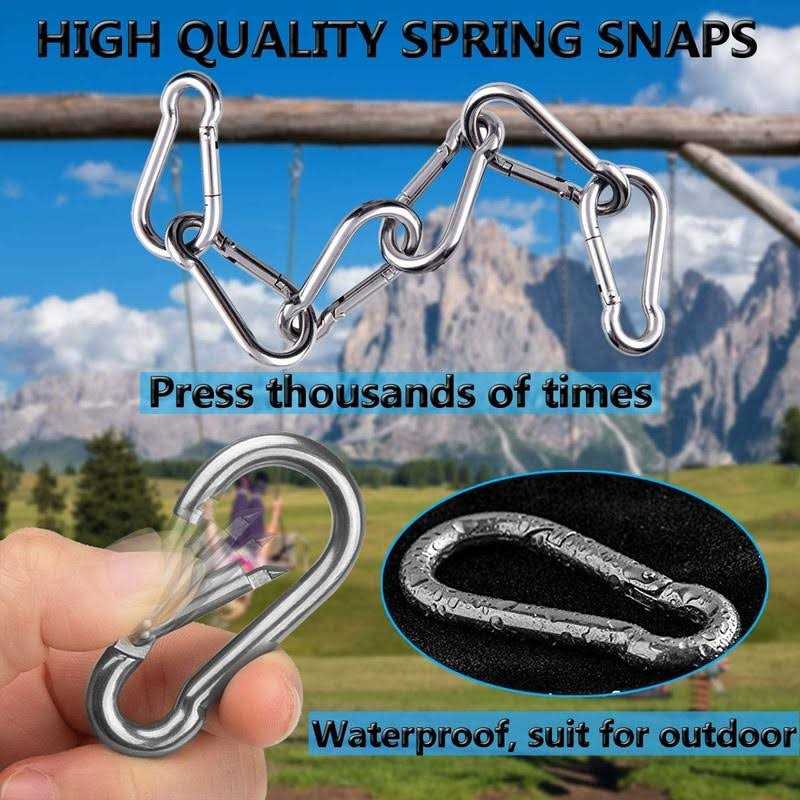 Ekunbuy Spring Snap Hooks 304 Stainless Steel Metal Clip Heavy Duty Rope Connector Small Snap Clamp Key Chain Link Buckle for Hammock Swing Set Outdoor - Image 4