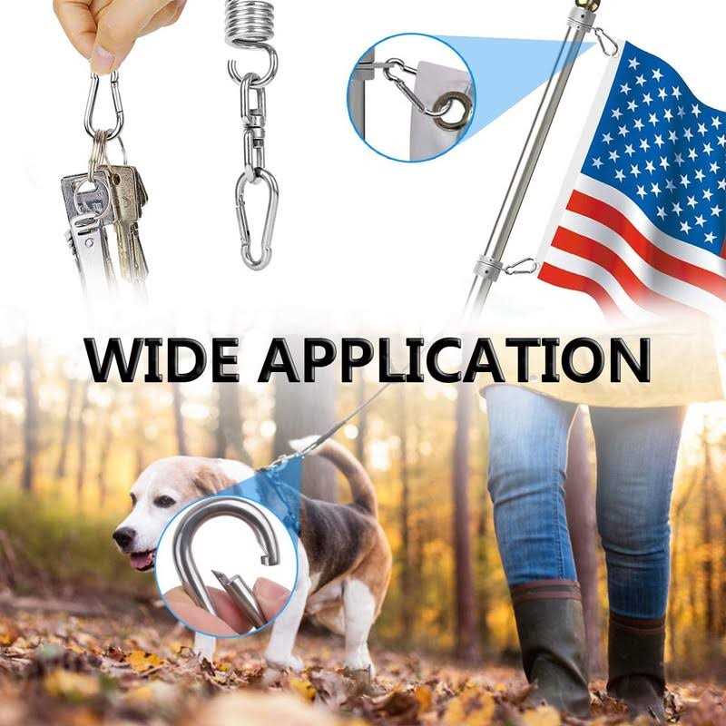 Ekunbuy Spring Snap Hooks 304 Stainless Steel Metal Clip Heavy Duty Rope Connector Small Snap Clamp Key Chain Link Buckle for Hammock Swing Set Outdoor - Image 5