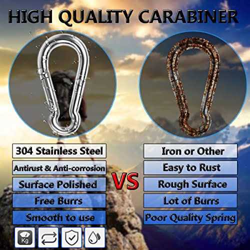 Ekunbuy Spring Snap Hooks 304 Stainless Steel Metal Clip Heavy Duty Rope Connector Small Snap Clamp Key Chain Link Buckle for Hammock Swing Set Outdoor - Image 3