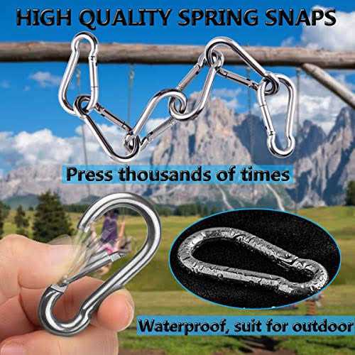 Ekunbuy Spring Snap Hooks 304 Stainless Steel Metal Clip Heavy Duty Rope Connector Small Snap Clamp Key Chain Link Buckle for Hammock Swing Set Outdoor - Image 4