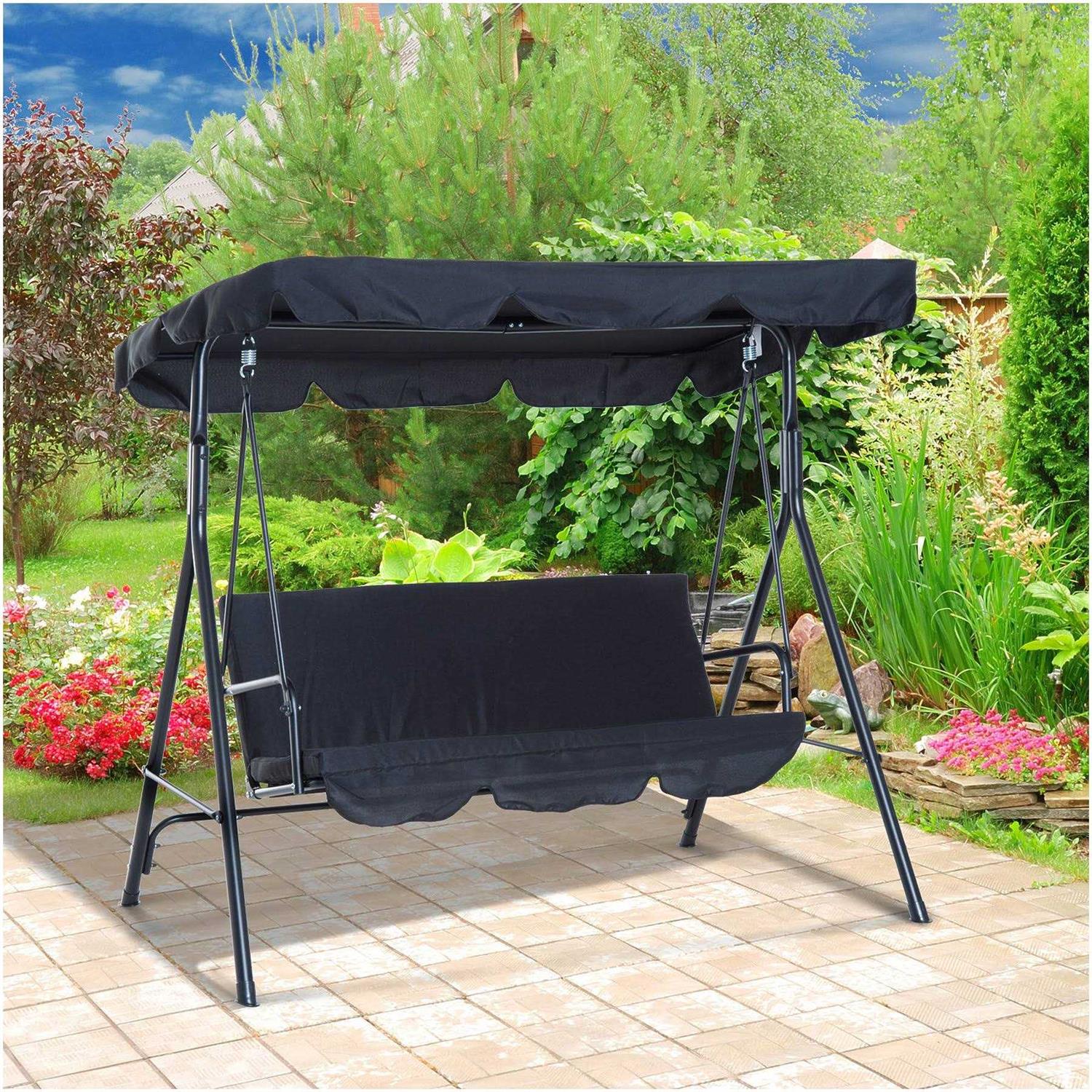 Outsunny 3-Person Porch Lawn Swing with Canopy - Image 3