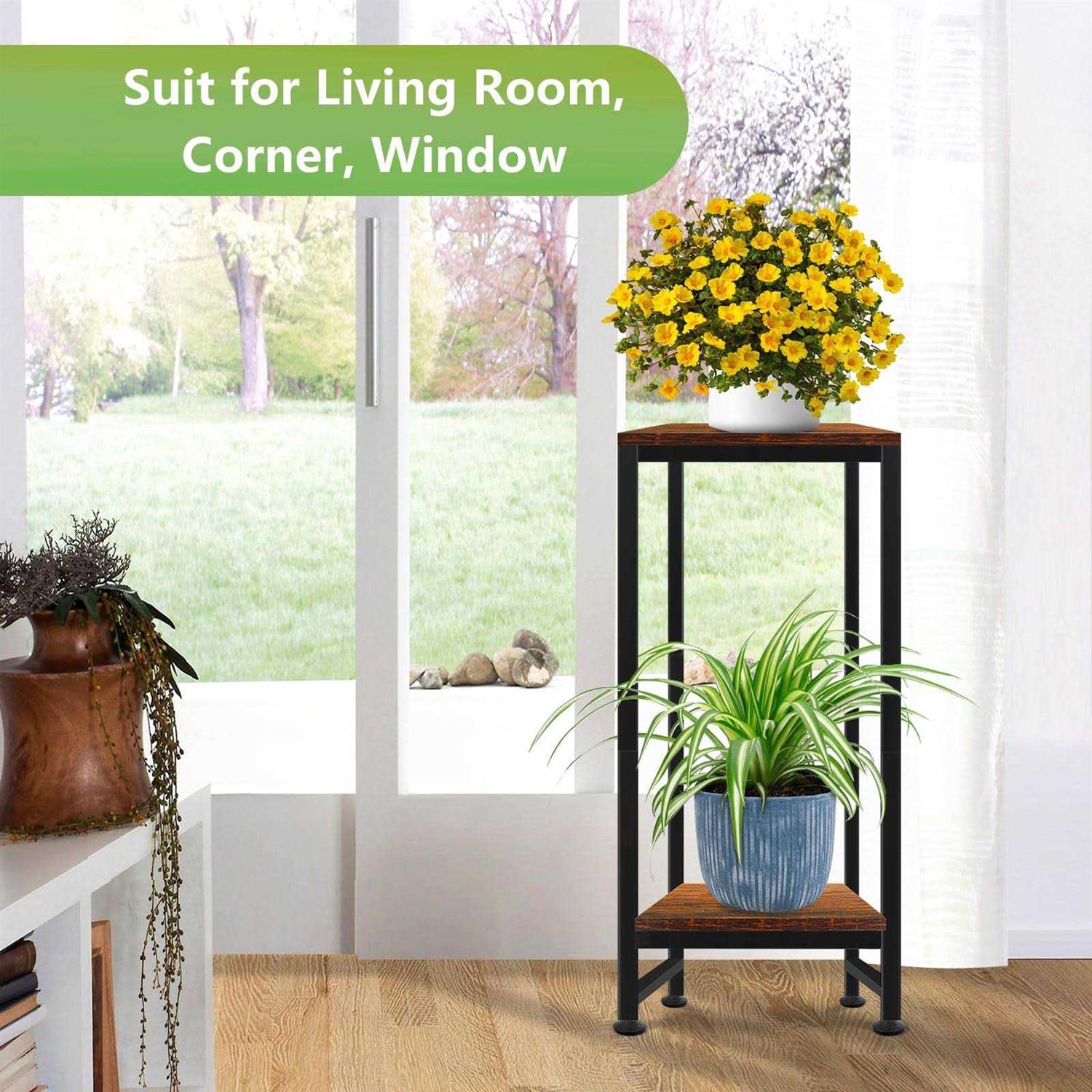 Plant Stand Indoor Tall Plant stands for Indoor Outdoor Plants 2 Tier Heavy Duty Plant Shelf 31 Metal Plant Stand Modern Corner Flower Stand - Image 5