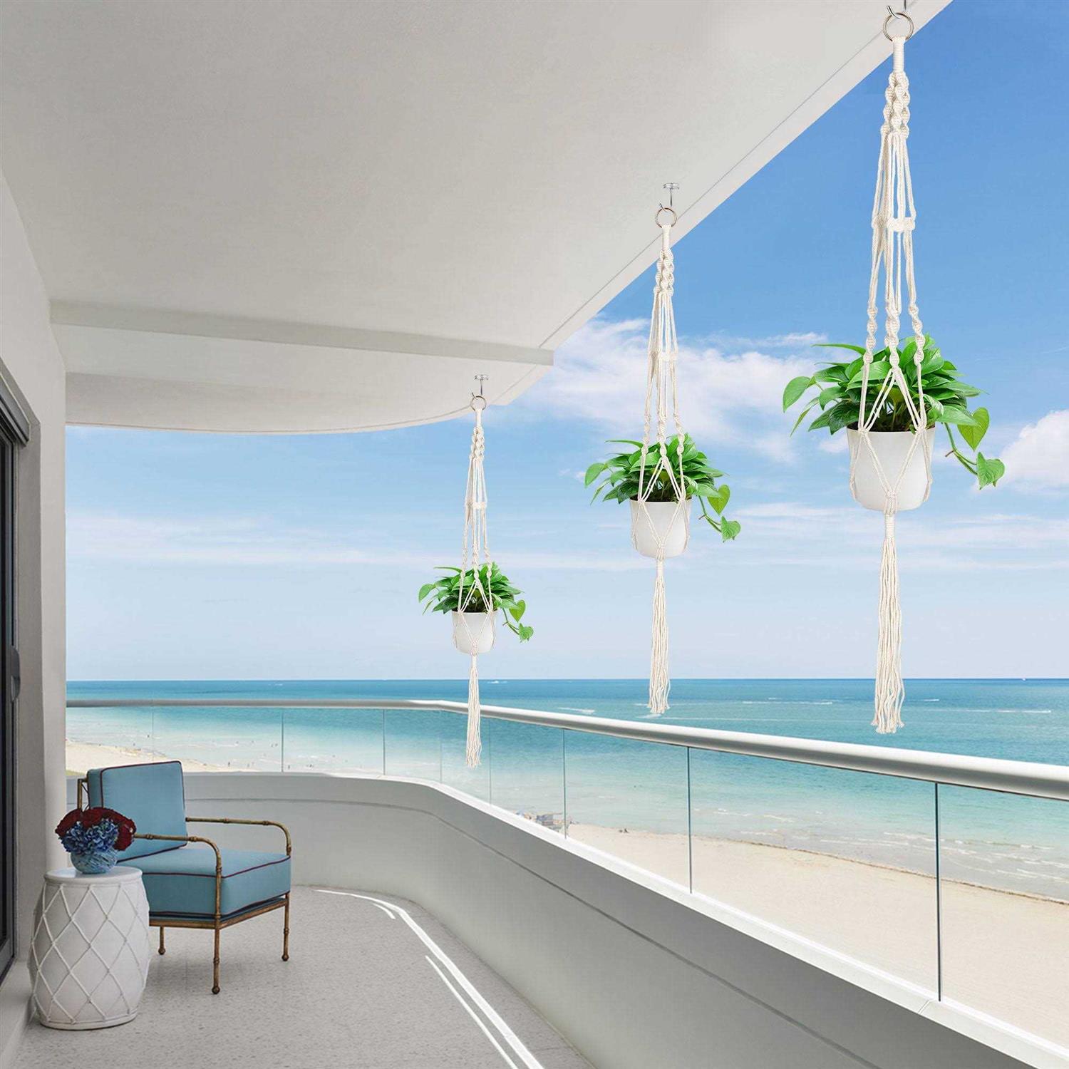 Eeekit 2pcs Macrame Plant Hangers Indoor Outdoor Hanging Planter Baskets - Image 3