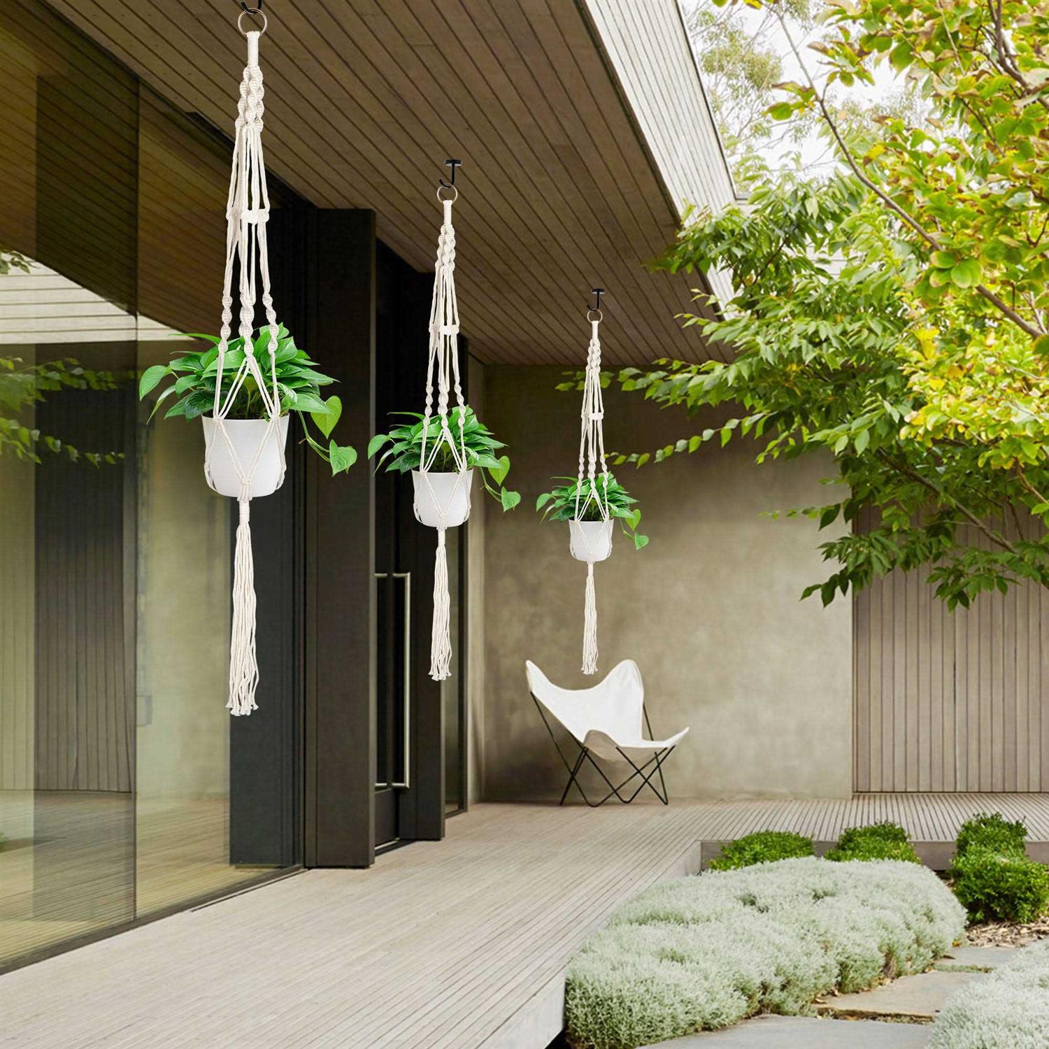 Eeekit 2pcs Macrame Plant Hangers Indoor Outdoor Hanging Planter Baskets - Image 4