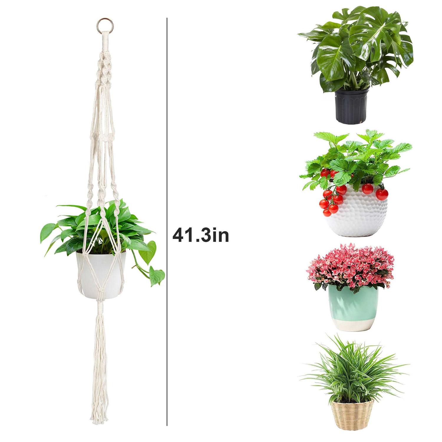 Eeekit 2pcs Macrame Plant Hangers Indoor Outdoor Hanging Planter Baskets - Image 5