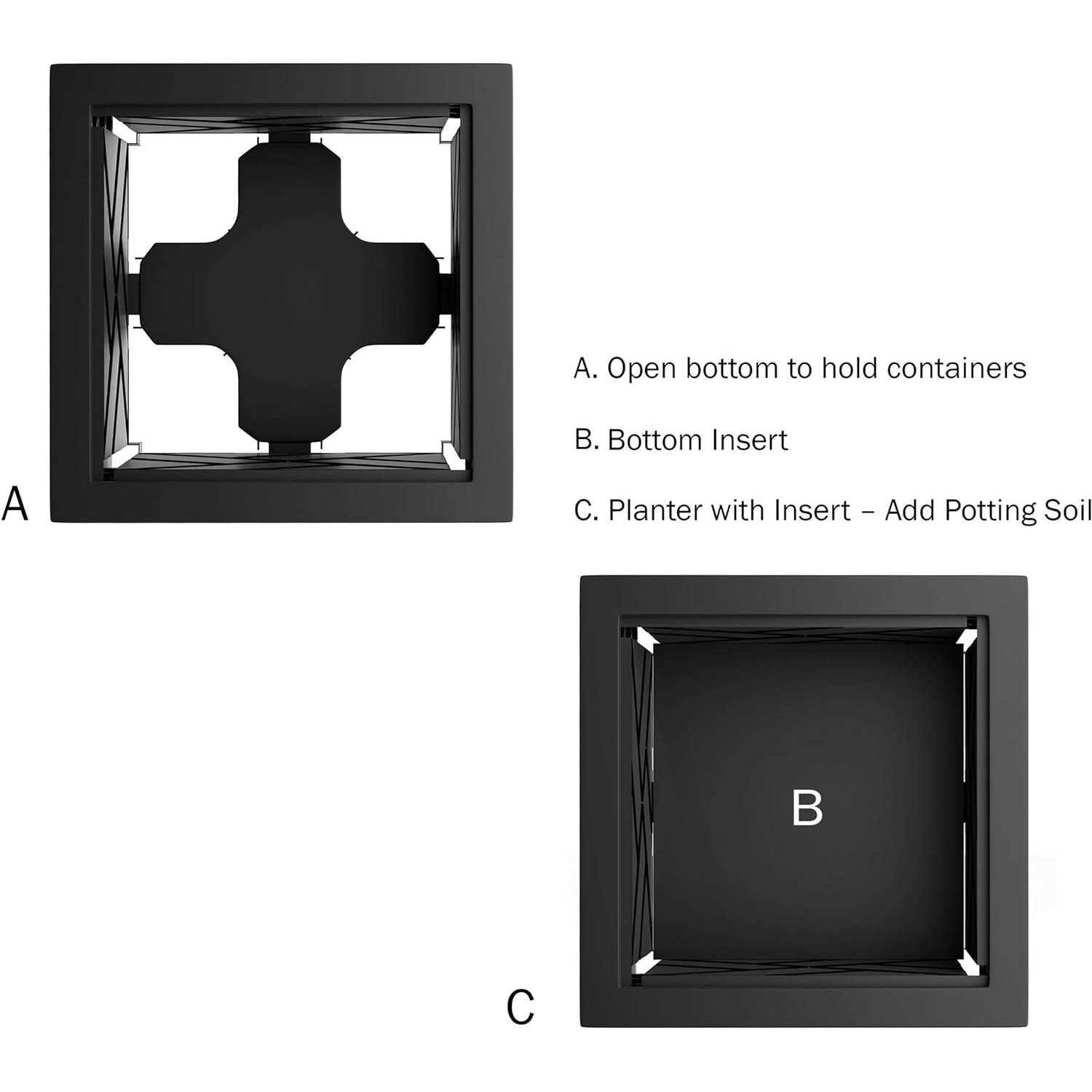 Pure Garden Square Planter Box Black Lattice Container for Flowers & Plants - Image 5