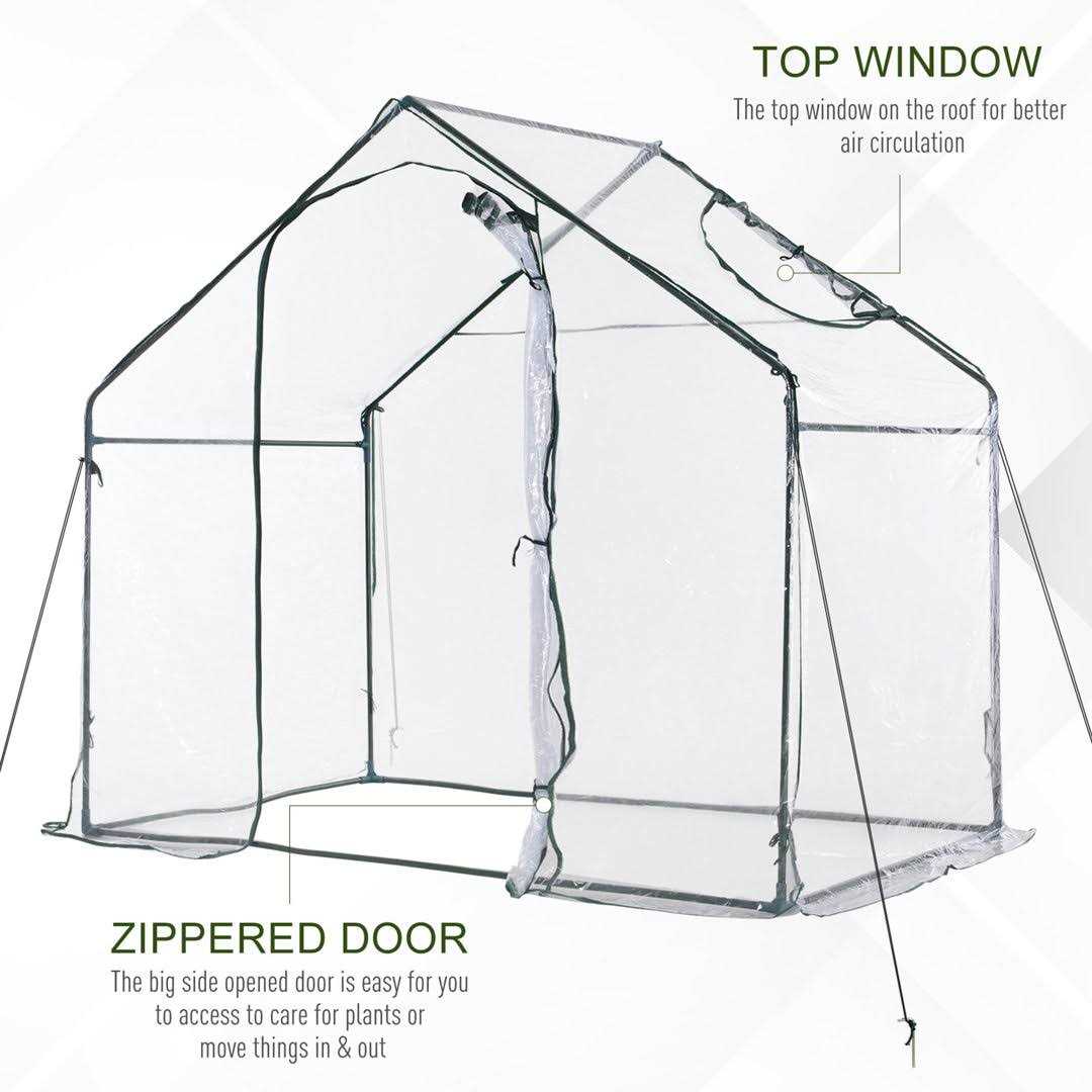 Outsunny 6 x 3.5 Ft. Portable Outdoor Walk-In Greenhouse with Clear PVC Cover - Image 3