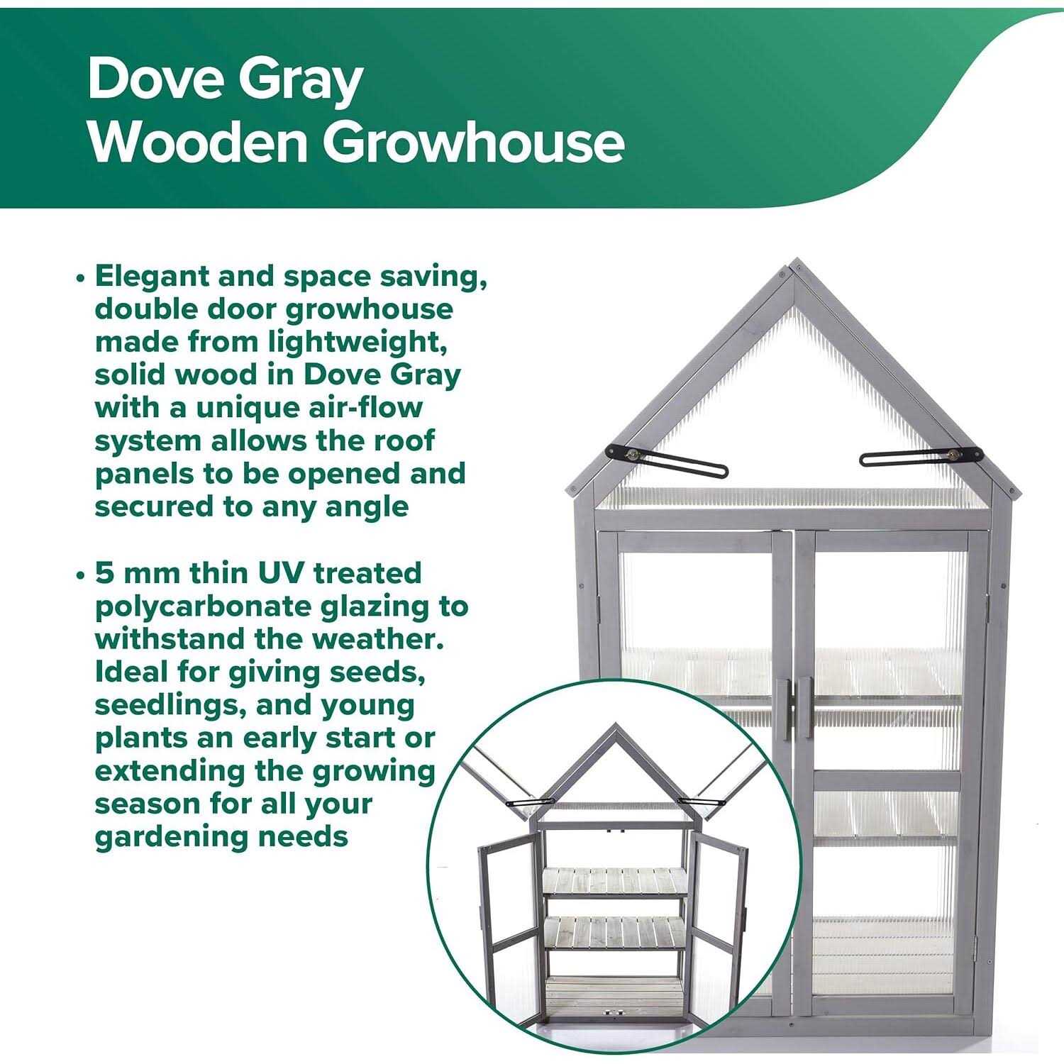 Gardman Dove Gray Wooden Growhouse R70200425 - Image 5