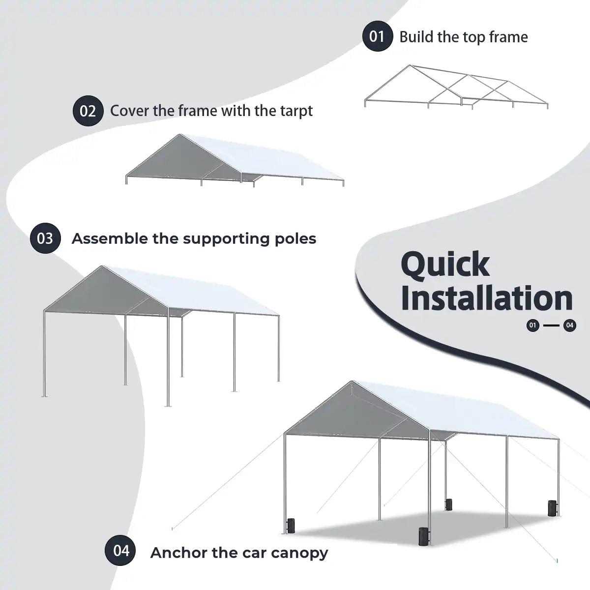 Quictent 20' x 10' Heavy Duty Carport Canopy - Image 5