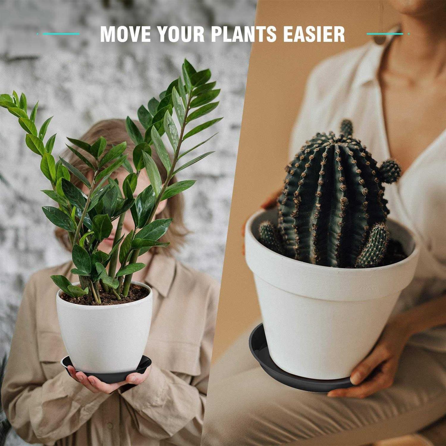 Dunpute 6 Pack Plant Saucer 12 14 16 18 20 Inch Plastic Plant Tray, Sturdy and Durable Flower Pot Containers Plant Pot Saucers F - Image 4