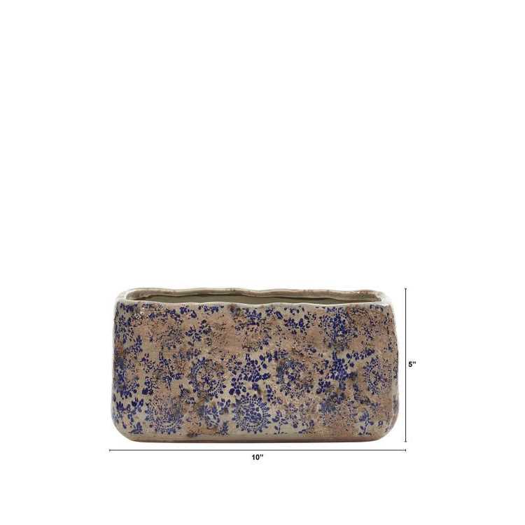 Nearly Natural 10 Tuscan Ceramic Rectangle Planter - Image 5