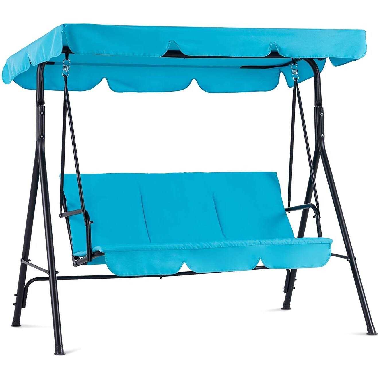 Mcombo 3-Person Outdoor Patio Swing Chair Convertible Canopy Hanging Swing Glider Lounge Chair - Image 5