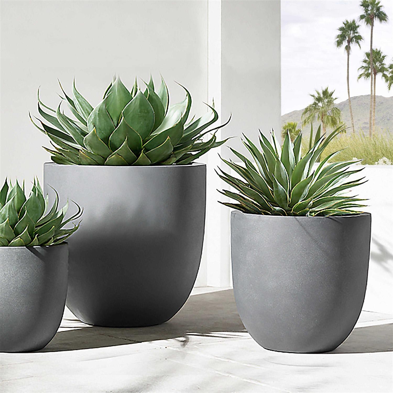 Luxen Home MgO Round H Outdoor Planter - Image 3