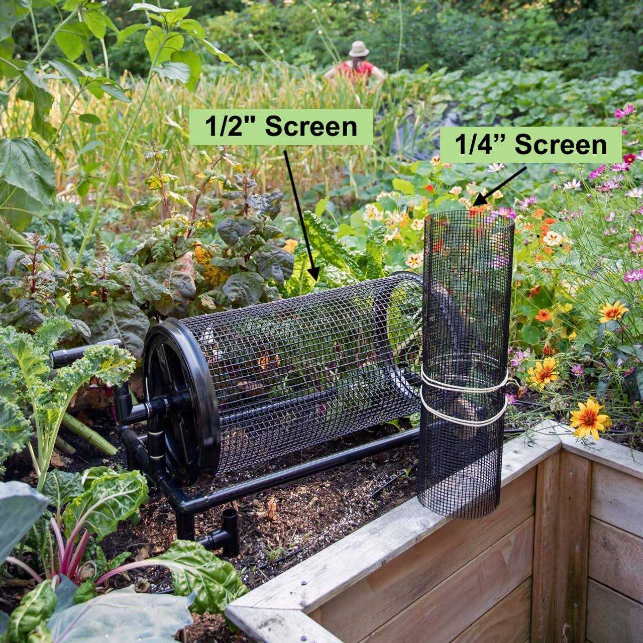 Earthkeeping Green Rolling Garden Sifter with 1/2 in. Heavy Duty Screen - Image 3