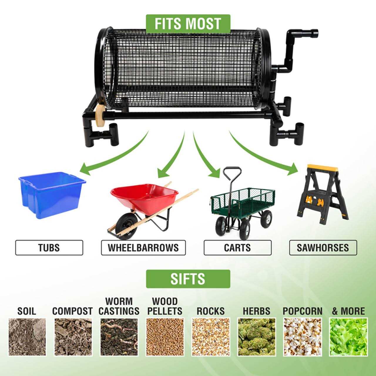 Earthkeeping Green Rolling Garden Sifter with 1/2 in. Heavy Duty Screen - Image 4