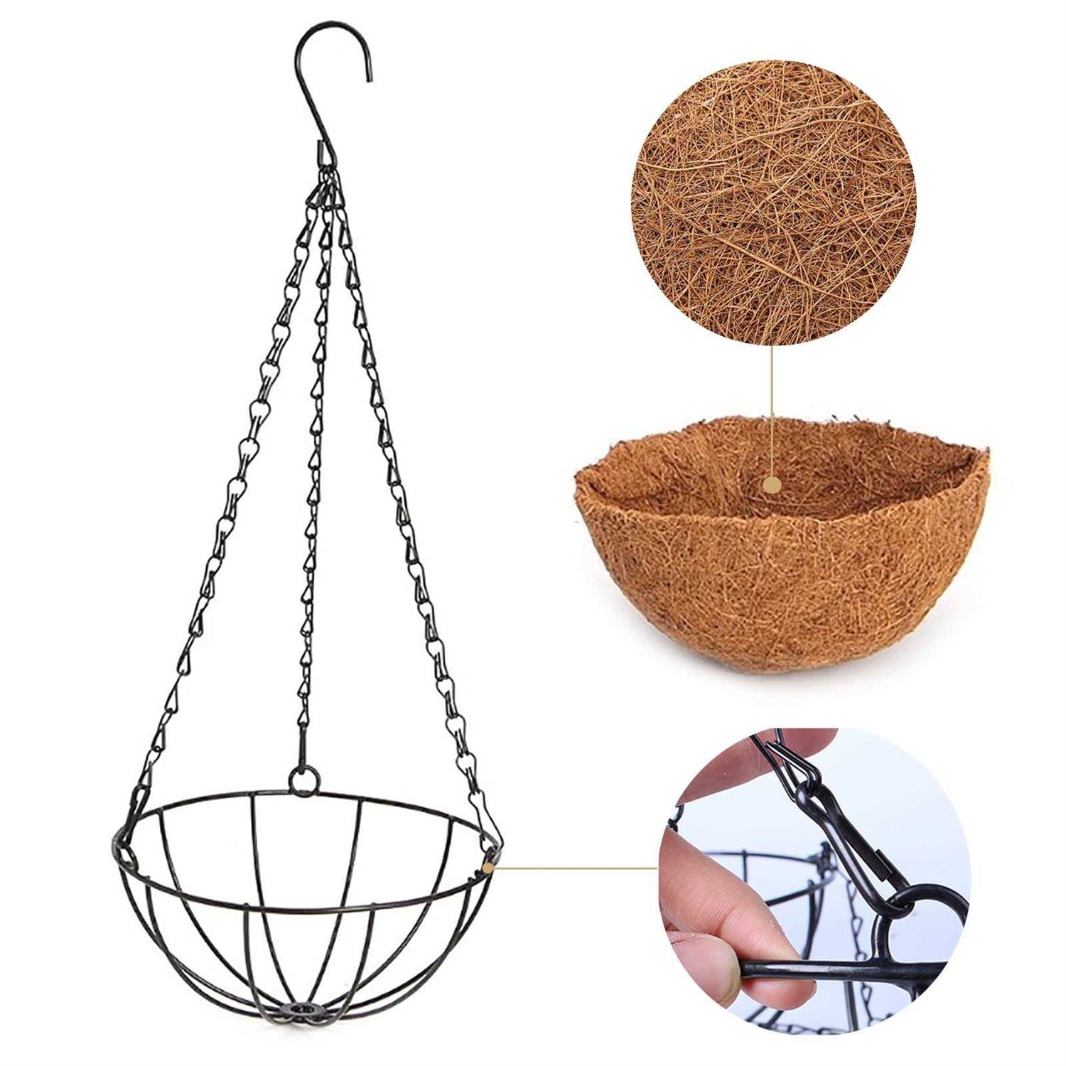 FUFUUIQY Metal Hanging Planter Coco Coir Liner Outdoor - Image 3