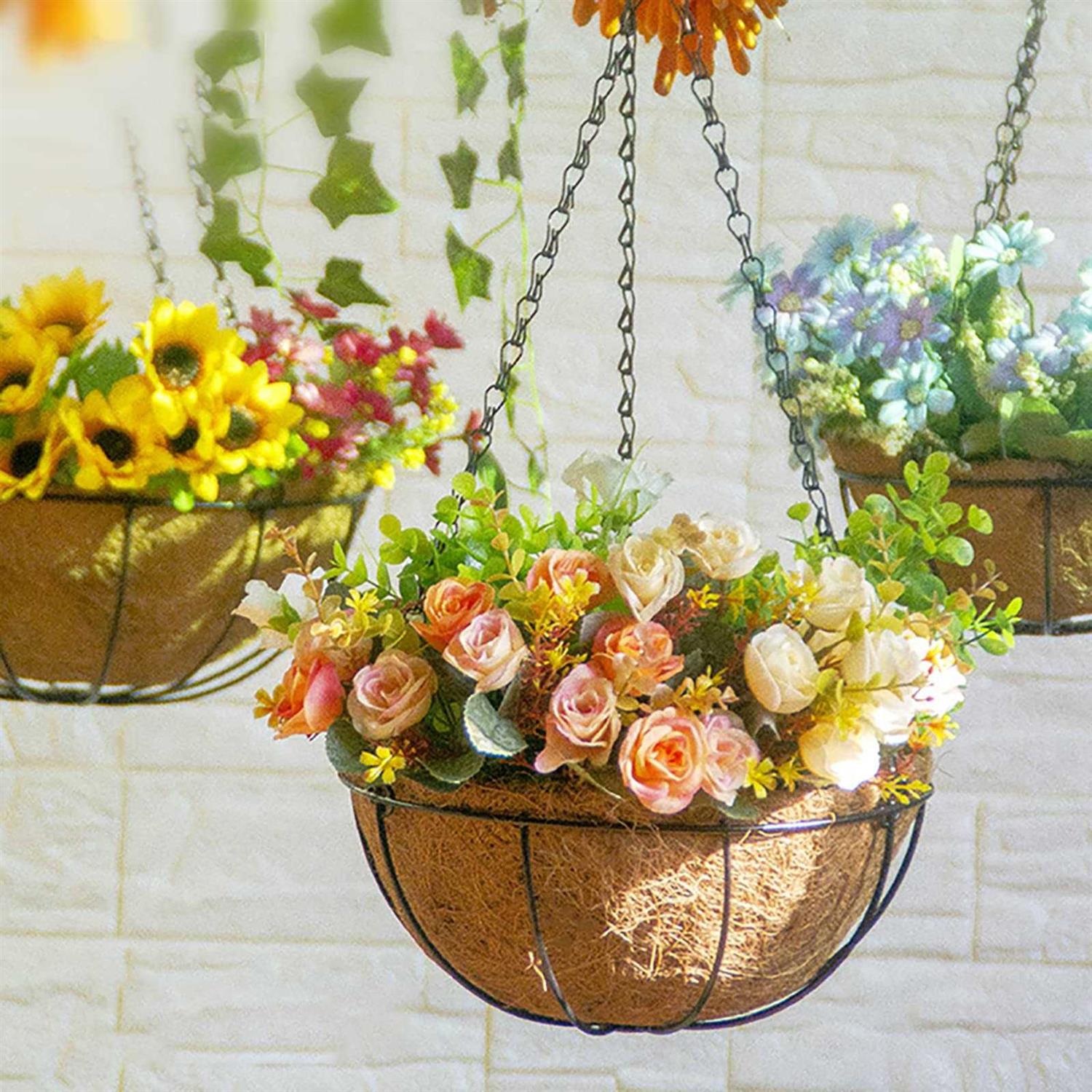 FUFUUIQY Metal Hanging Planter Coco Coir Liner Outdoor - Image 4