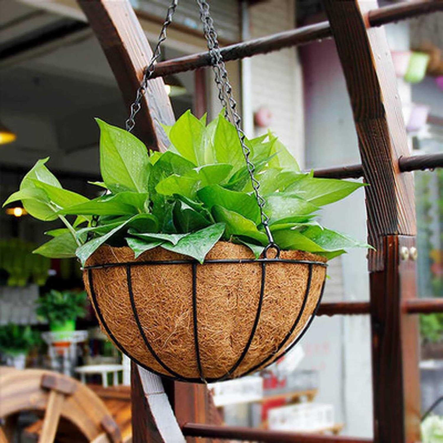 FUFUUIQY Metal Hanging Planter Coco Coir Liner Outdoor - Image 5