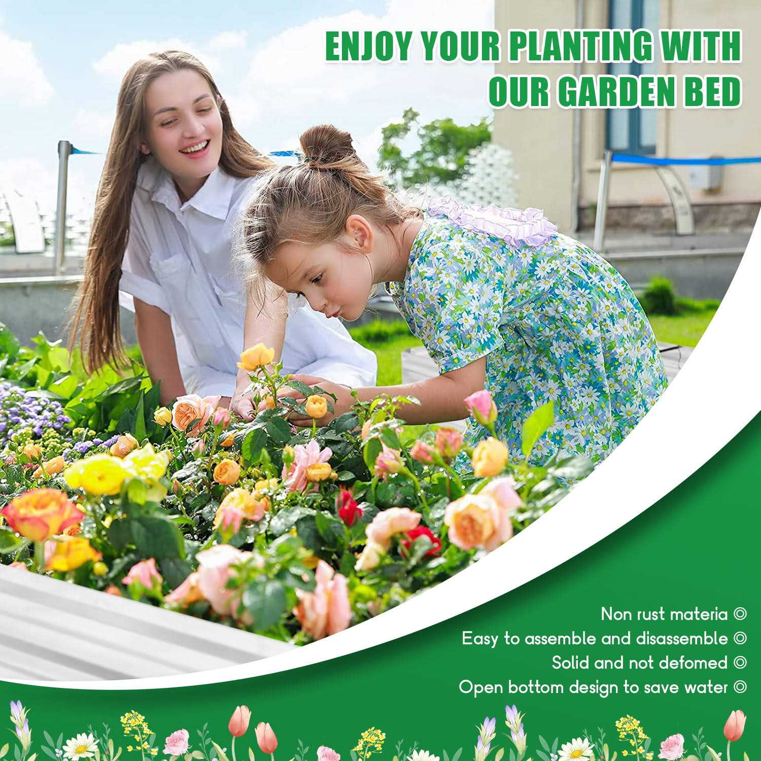 Paylesshere Galvanized Garden Bed, Outdoor Elevated Raised Garden Bed 6x3x1ft Vegetables Flowers and Herbs Raised Planter with Galvanized Steel - Image 3