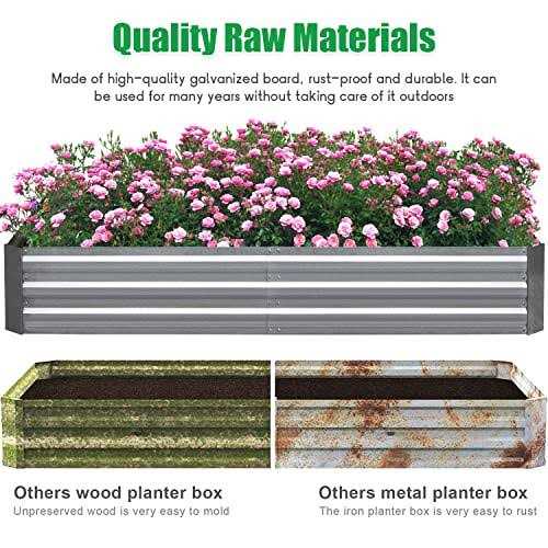 Paylesshere Galvanized Garden Bed, Outdoor Elevated Raised Garden Bed 6x3x1ft Vegetables Flowers and Herbs Raised Planter with Galvanized Steel - Image 4