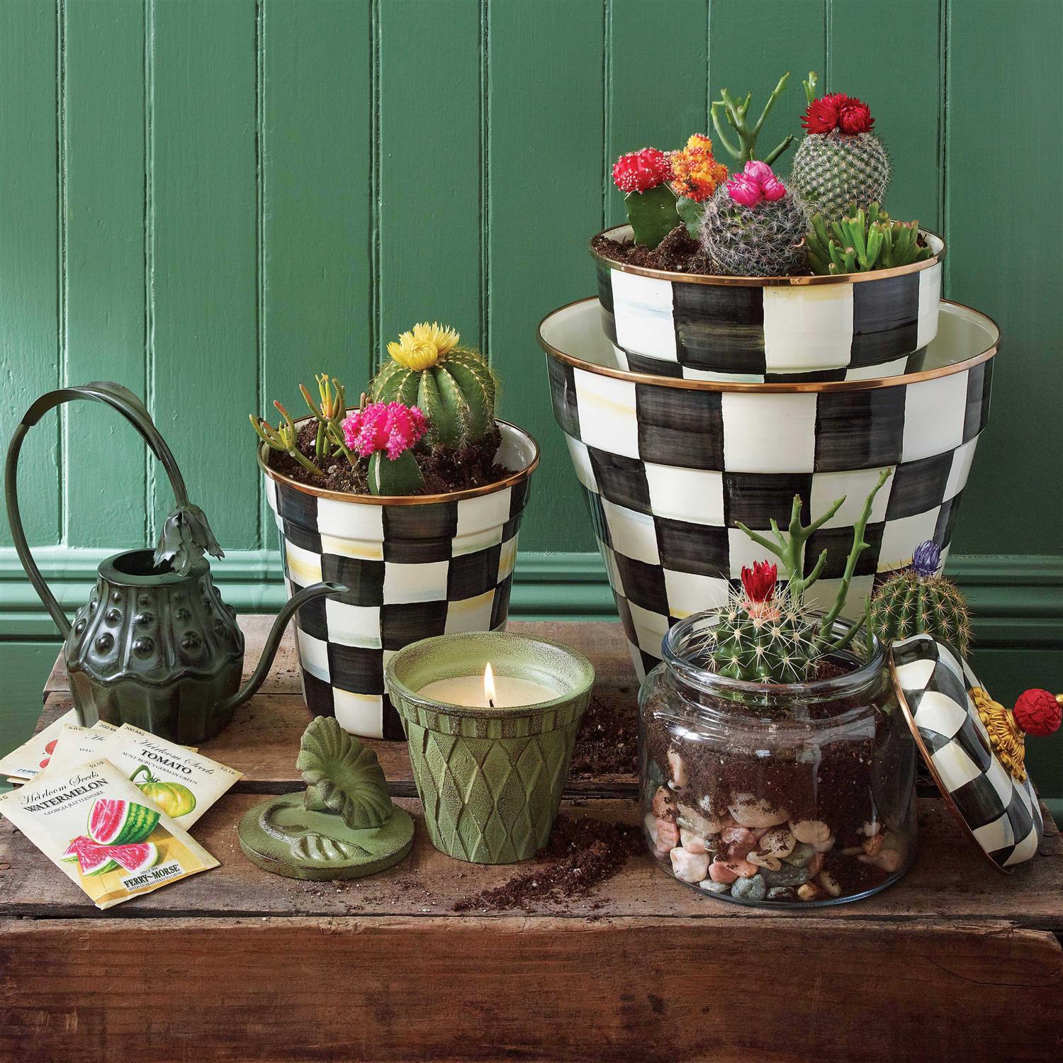 MacKenzie-Childs Courtly Check Enamel Garden Pot - Image 4