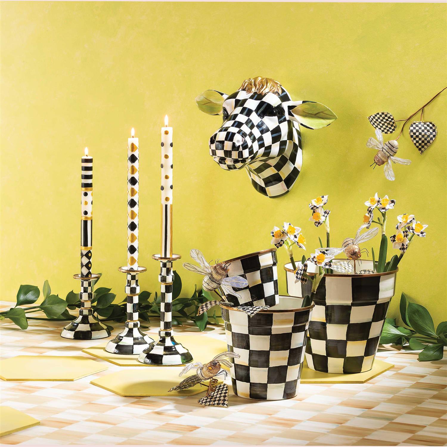 MacKenzie-Childs Courtly Check Enamel Garden Pot - Image 5