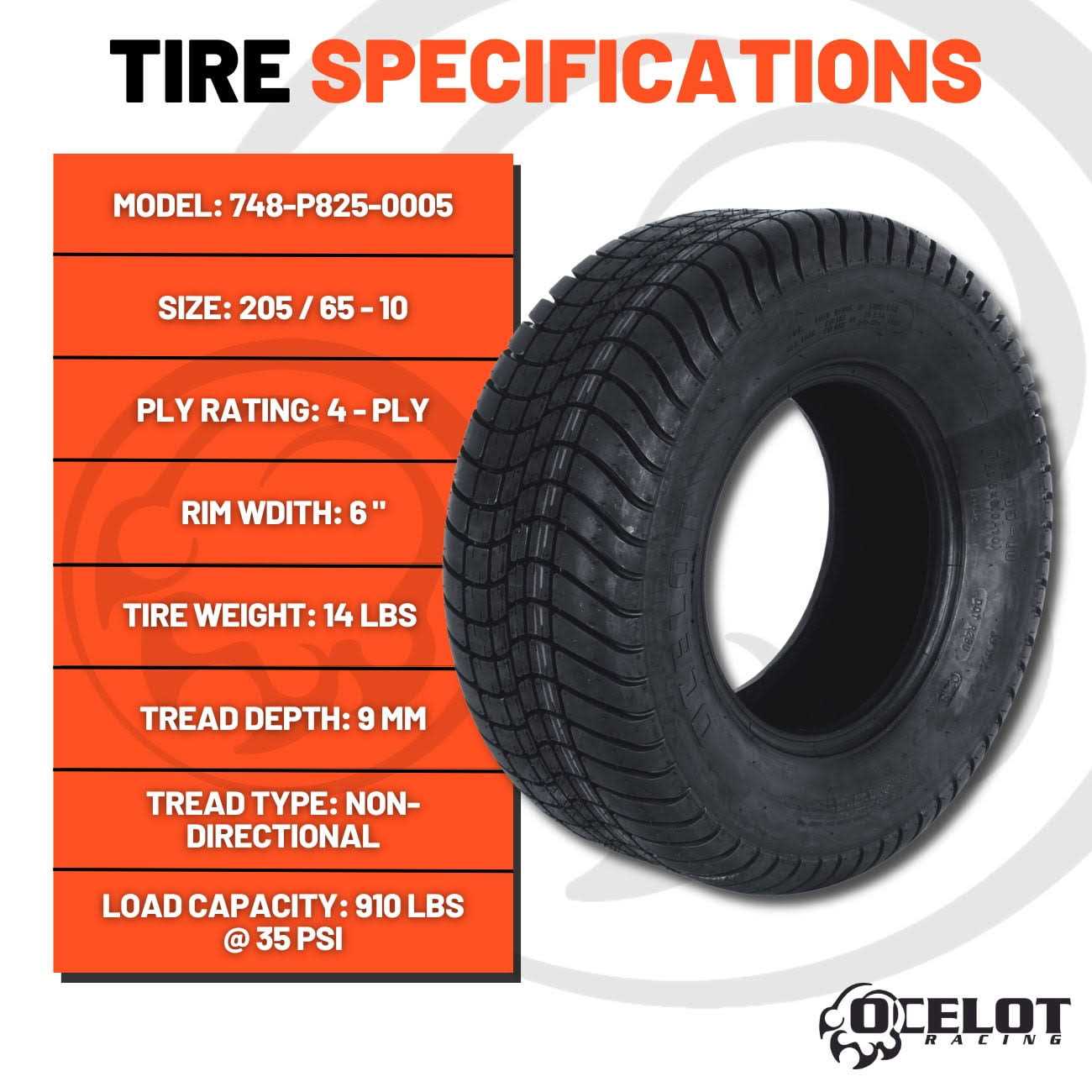 Ocelot P825 Golf Cart Tire - Image 3