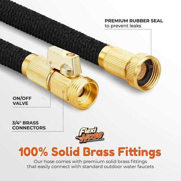 Flexi Hose with 8 Function Nozzle Expandable Garden Hose Lightweight & No-Kink Flexible Garden Hose 3/4 Inch Solid Brass Fittings - Image 3