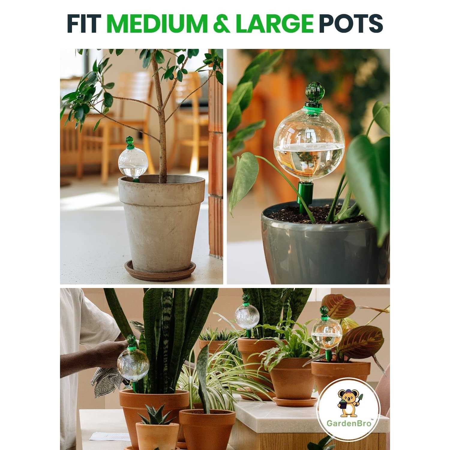 Plant Watering Globes XL with Metal Self Watering Planter Insert Premium 16 Oz Glass Self Watering Globes Hand-Blown for Indoor Plants - Image 4