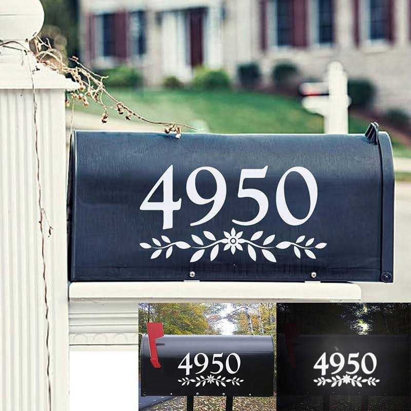 Diggoo Reflective Mailbox Numbers Die Cut Decal Rustic Style Flowers House Number Address Sign Front Door Decal Vinyl Letterin - Image 3