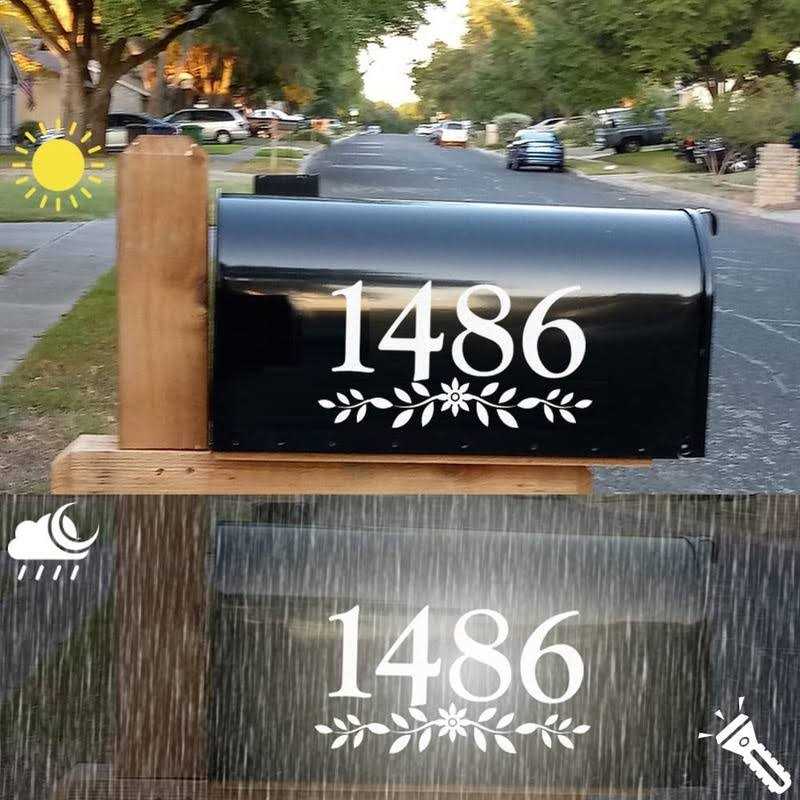Diggoo Reflective Mailbox Numbers Die Cut Decal Rustic Style Flowers House Number Address Sign Front Door Decal Vinyl Letterin - Image 4