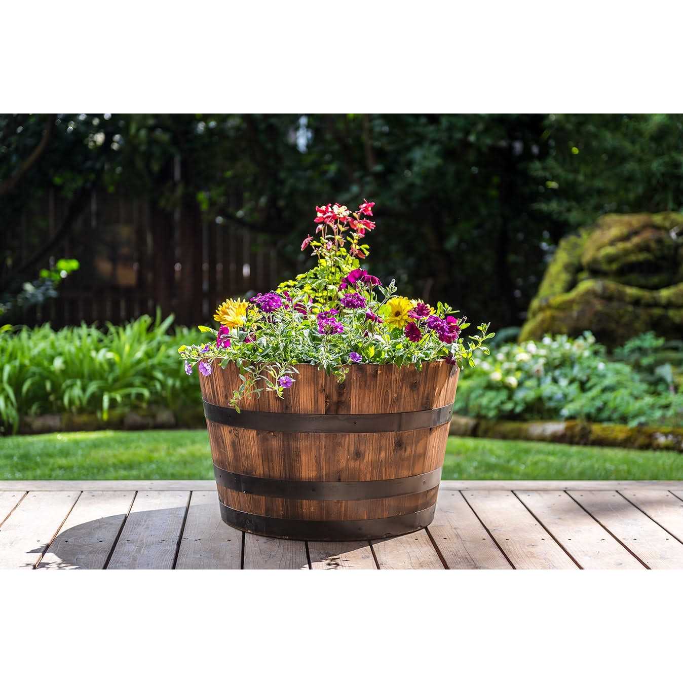 Real Wood Products Cedar Whiskey Barrel Planter - Image 3