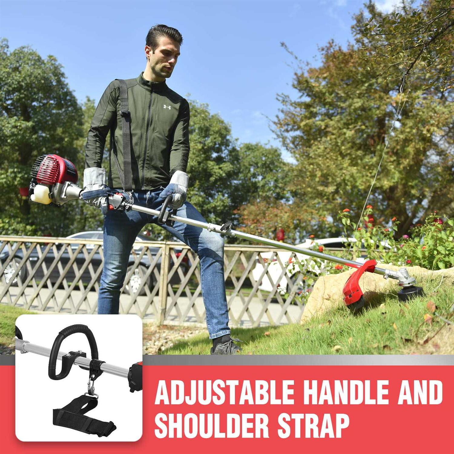 Powersmart 4-Cycle 31cc 15lb Straight Shaft Gas String Trimmer Weed wacker and Brush Cutter for Lawns and Grass - Image 3