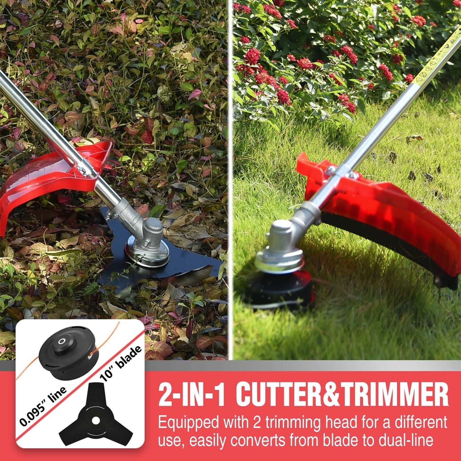 Powersmart 4-Cycle 31cc 15lb Straight Shaft Gas String Trimmer Weed wacker and Brush Cutter for Lawns and Grass - Image 4