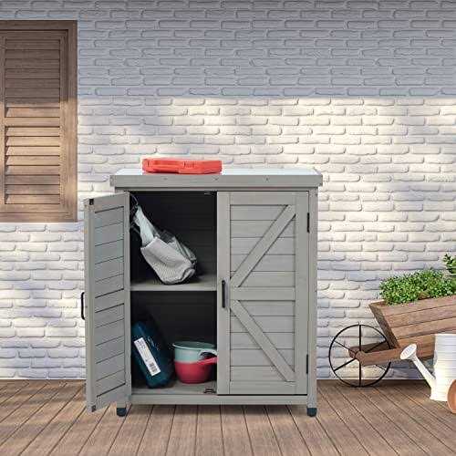 Potting Bench with Storage Cabinet and Metal Table Top - Image 4