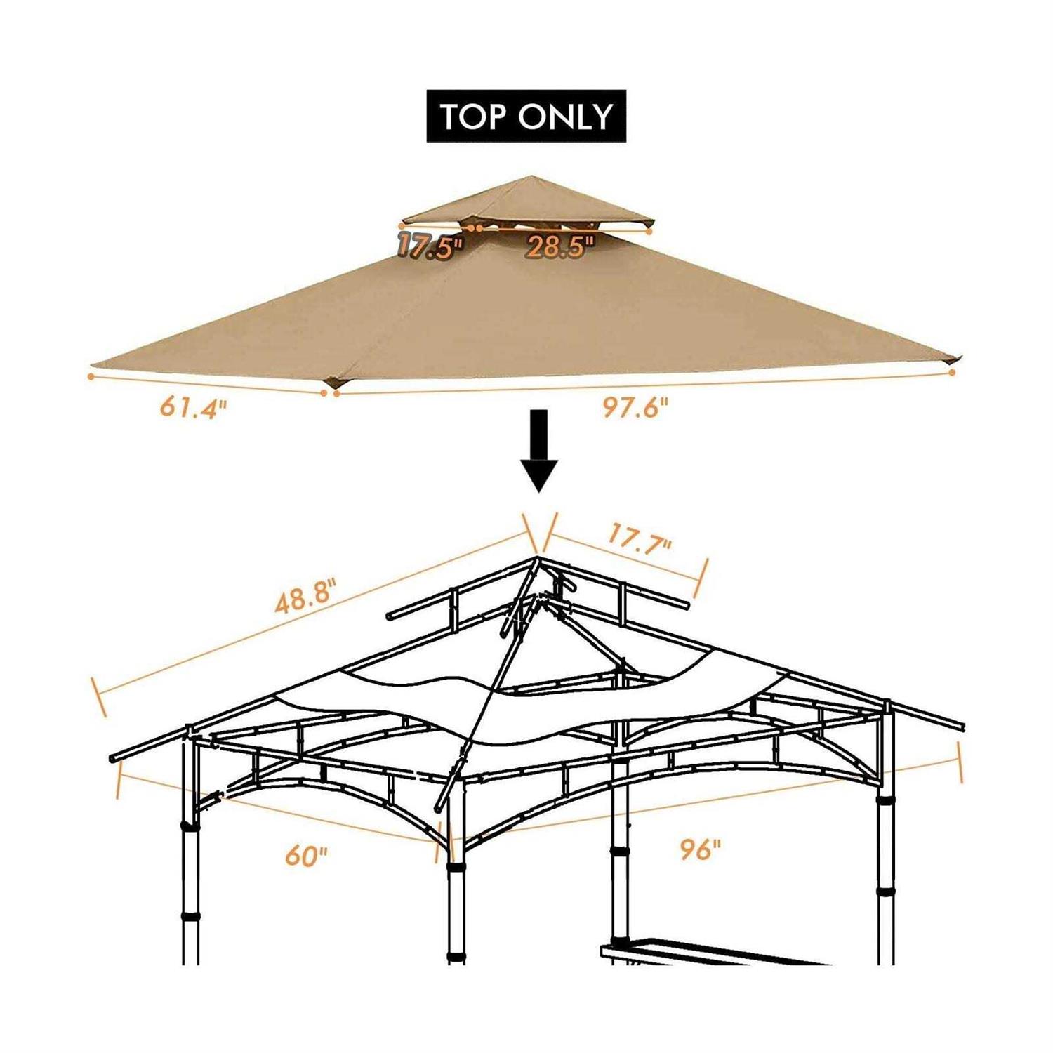 Ontheway 5ft x 8ft Double Tiered Replacement Canopy Grill Bbq Gazebo Roof Top - Image 5