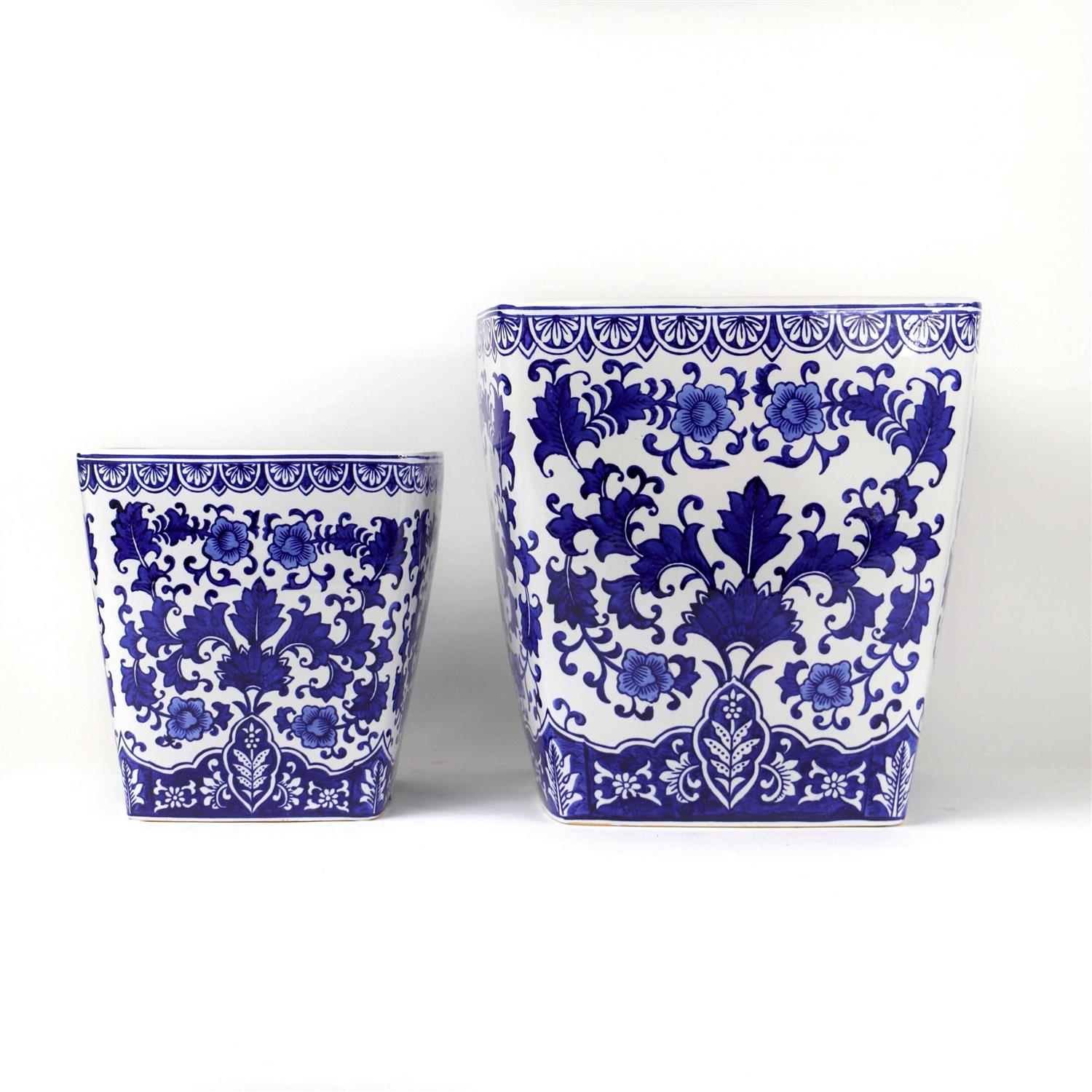 Euro Ceramica ClayBarn Blue and White Camelia Ceramic Garden Planter - Image 5