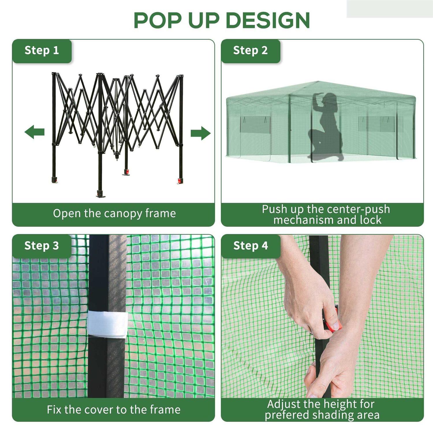 Outsunny Portable Folding Pop-up Walk-in Greenhouse - Image 4